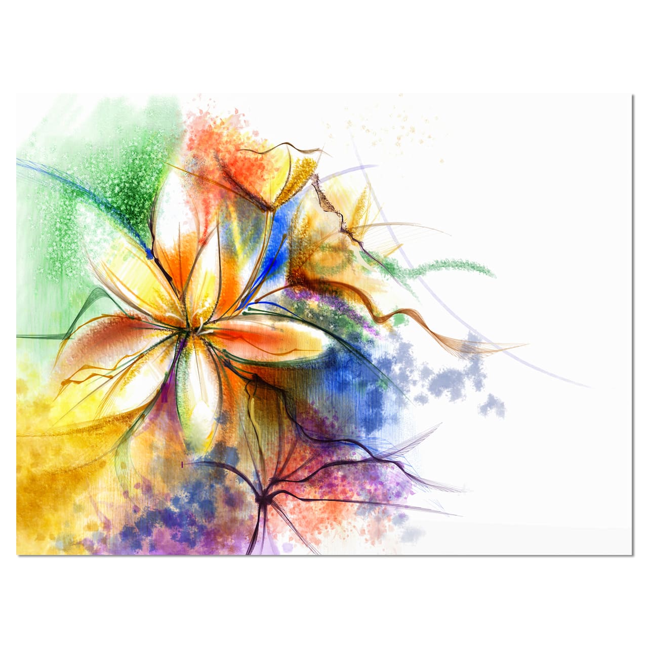 Designart - Abstract Multi color Flower Fusion - Large Flower Canvas Wall Art